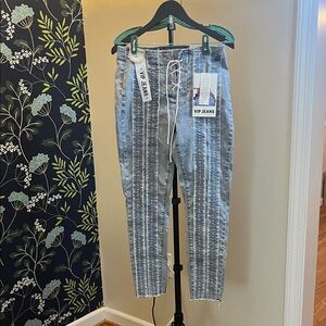 VIP Jeans Lace-Up High Waist Sculpting Skinny Jeans Size 9/29 Acid Wash